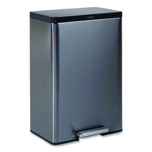 Picture of Elite Step-On Trash Can, 12 gal, Metal, Charcoal Stainless Steel/Black
