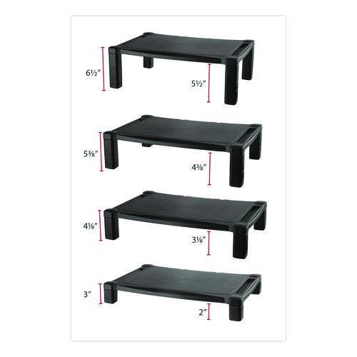 Picture of Wide Deluxe Two-Level Monitor Stand, 20" x 13.25" x 3" to 6.5", Black, Supports 50 lbs