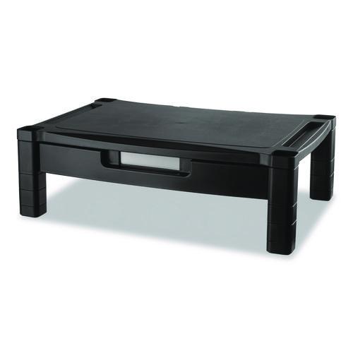 Picture of Wide Deluxe Two-Level Monitor Stand with Drawer, 20" x 13.25" x 3" to 6.5", Black, Supports 50 lbs