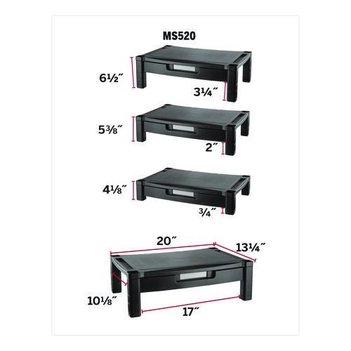 Picture of Wide Deluxe Two-Level Monitor Stand with Drawer, 20" x 13.25" x 3" to 6.5", Black, Supports 50 lbs