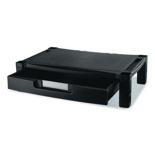 Picture of Wide Deluxe Two-Level Monitor Stand with Drawer, 20" x 13.25" x 3" to 6.5", Black, Supports 50 lbs