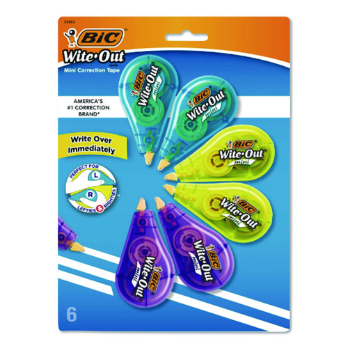 Wite-Out+Brand+Mini+Correction+Tape%2C+Non-Refillable%2C+Blue%2FPurple%2FYellow+Applicators%2C+0.2%26quot%3B+x+314.4%26quot%3B%2C+6%2FPack