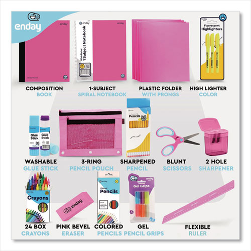 Picture of Back to School Supplies Kit for Grades K-5, Pink