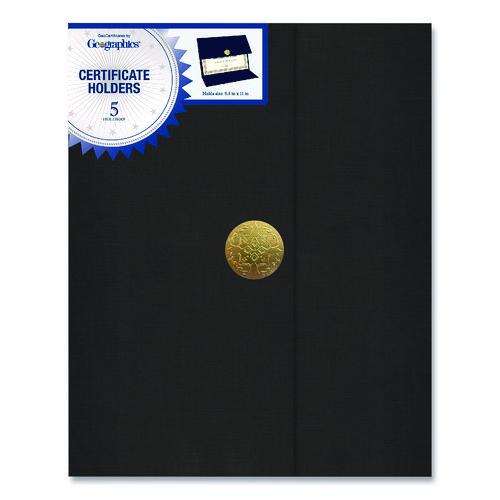 Picture of Tri-Fold Certificate Holder, 9.2 x 12.5, Black, 5/Pack