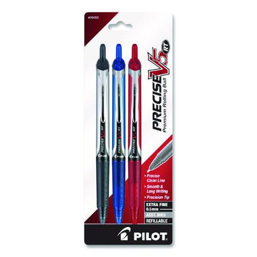Picture of Precise V5RT Rollerball Pen, Retractable, Extra-Fine 0.5 mm, Assorted Ink and Barrel Colors, 3/Pack