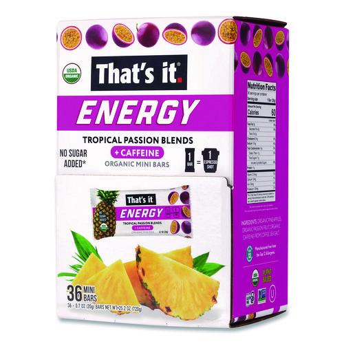 Picture of Organic Energy Bars, Tropical Passion Blend, 0.7 oz Bar, 36/Box