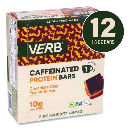 Picture of Caffeinated Protein Bar, Chocolate Chip Peanut Butter, 1.8 oz Bar, 12/Box