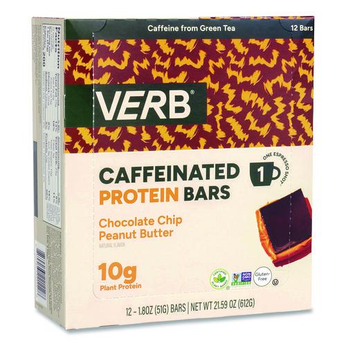 Picture of Caffeinated Protein Bar, Chocolate Chip Peanut Butter, 1.8 oz Bar, 12/Box