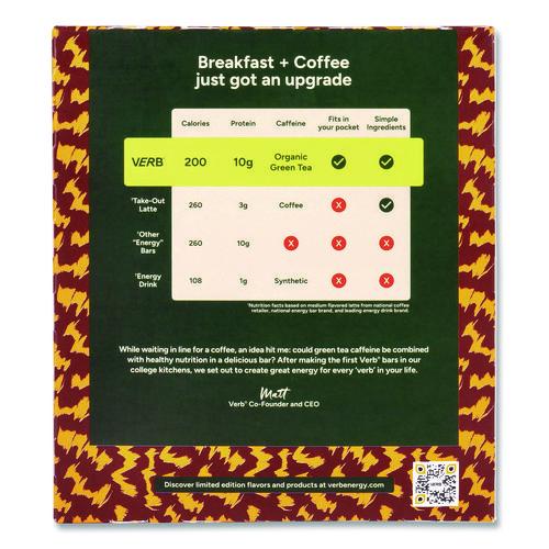 Picture of Caffeinated Protein Bar, Chocolate Chip Peanut Butter, 1.8 oz Bar, 12/Box