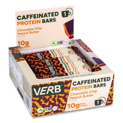 Picture of Caffeinated Protein Bar, Chocolate Chip Peanut Butter, 1.8 oz Bar, 12/Box