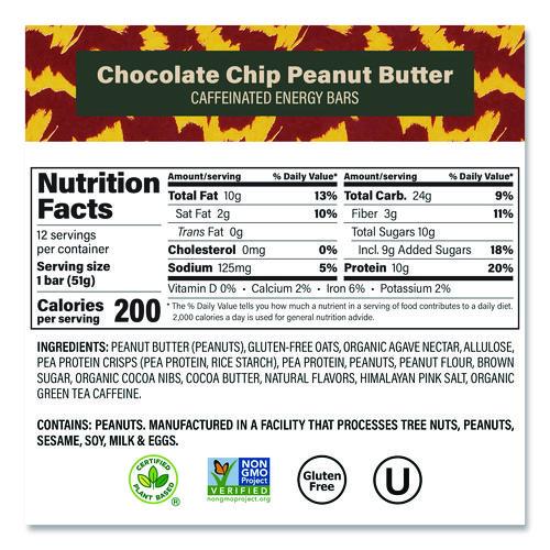 Picture of Caffeinated Protein Bar, Chocolate Chip Peanut Butter, 1.8 oz Bar, 12/Box