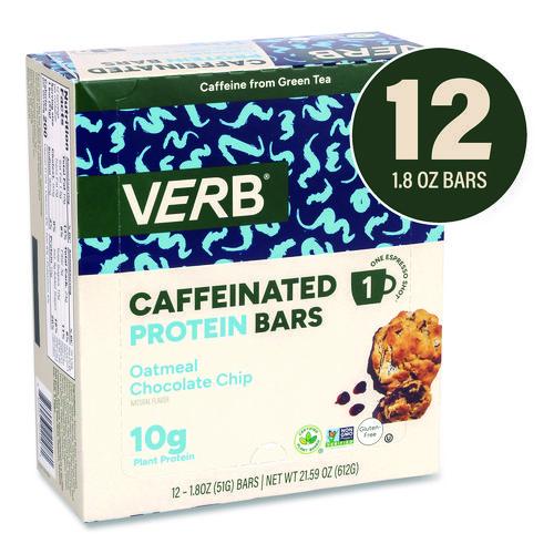 Picture of Caffeinated Protein Bar, Oatmeal Chocolate Chip, 1.8 oz Bar, 12/Box