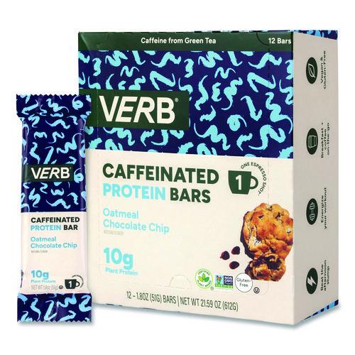 Picture of Caffeinated Protein Bar, Oatmeal Chocolate Chip, 1.8 oz Bar, 12/Box