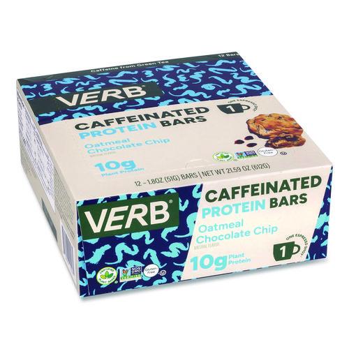 Picture of Caffeinated Protein Bar, Oatmeal Chocolate Chip, 1.8 oz Bar, 12/Box