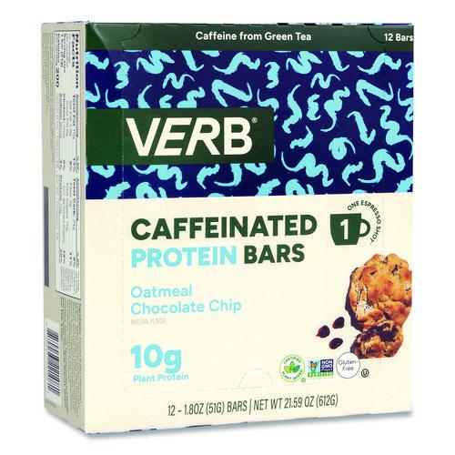Picture of Caffeinated Protein Bar, Oatmeal Chocolate Chip, 1.8 oz Bar, 12/Box