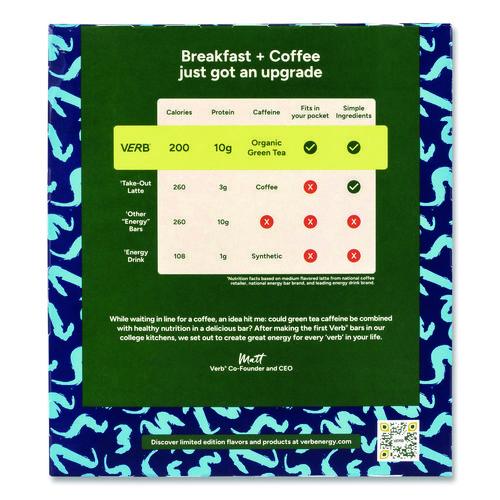 Picture of Caffeinated Protein Bar, Oatmeal Chocolate Chip, 1.8 oz Bar, 12/Box