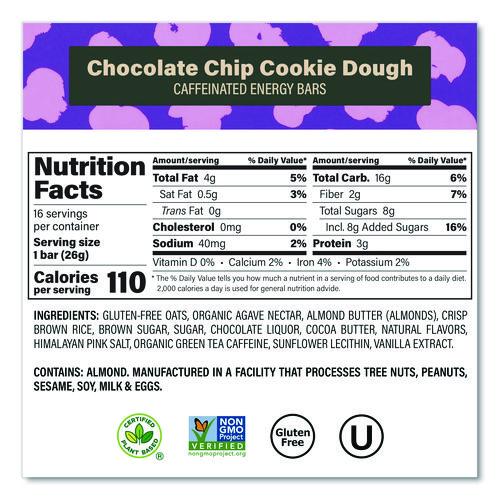 Picture of Caffeinated Energy Bar, Chocolate Chip Cookie Dough, 0.92 oz Bar, 16/Box