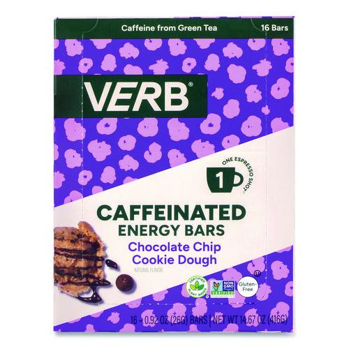 Picture of Caffeinated Energy Bar, Chocolate Chip Cookie Dough, 0.92 oz Bar, 16/Box