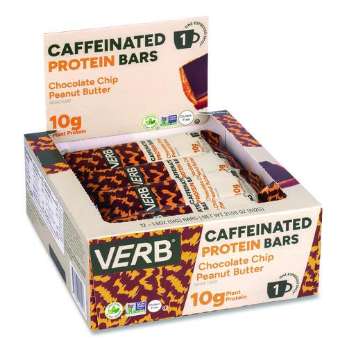 Picture of Caffeinated Protein Bar, Chocolate Chip Peanut Butter and Oatmeal Chocolate Chip, 1.8 oz Bar, 24/Box