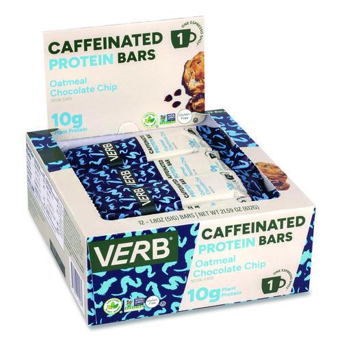 Picture of Caffeinated Protein Bar, Chocolate Chip Peanut Butter and Oatmeal Chocolate Chip, 1.8 oz Bar, 24/Box