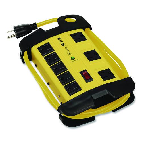 Picture of Protect It! Industrial Safety Surge Protector, 8 AC Outlets, 12 ft Cord, 1,500 J, Yellow/Black