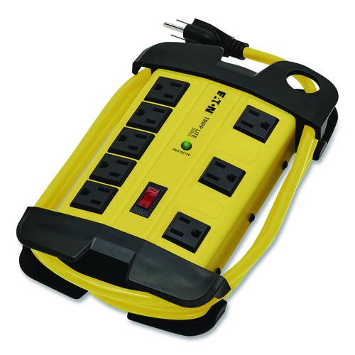 Picture of Protect It! Industrial Safety Surge Protector, 8 AC Outlets, 12 ft Cord, 1,500 J, Yellow/Black