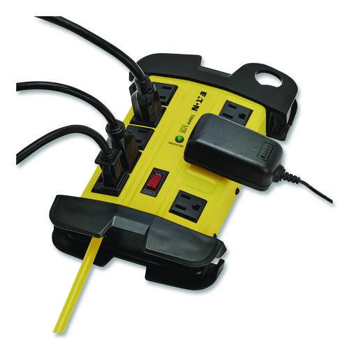 Picture of Protect It! Industrial Safety Surge Protector, 8 AC Outlets, 12 ft Cord, 1,500 J, Yellow/Black