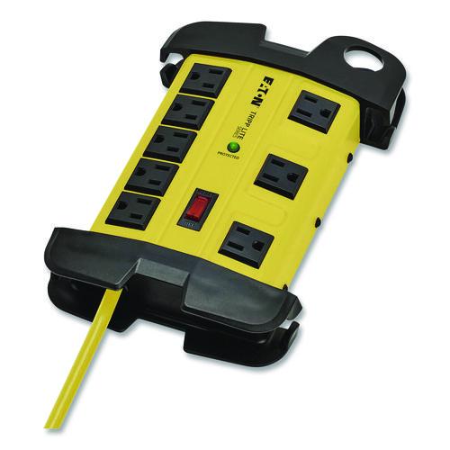 Picture of Protect It! Industrial Safety Surge Protector, 8 AC Outlets, 12 ft Cord, 1,500 J, Yellow/Black