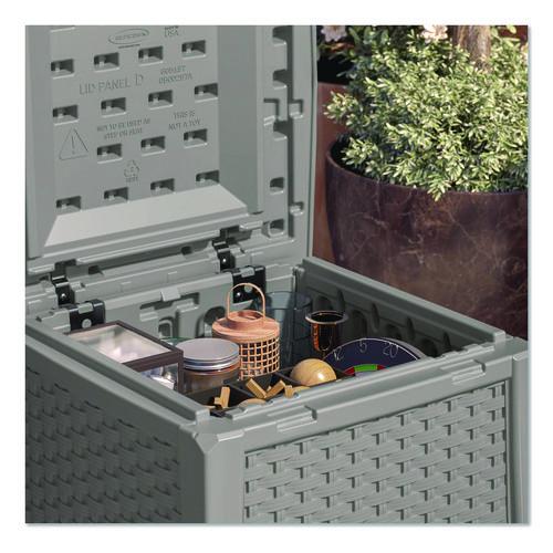 Picture of Elements End Table with Storage, Square, 18.75w x 18.75d x 18h, Dove Gray Top, Dove Gray Base