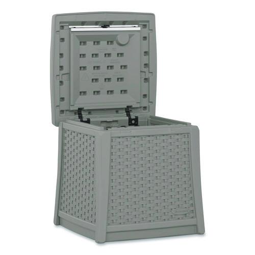 Picture of Elements End Table with Storage, Square, 18.75w x 18.75d x 18h, Dove Gray Top, Dove Gray Base