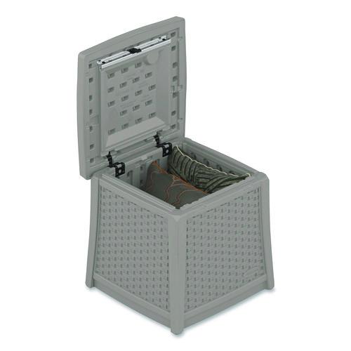 Picture of Elements End Table with Storage, Square, 18.75w x 18.75d x 18h, Dove Gray Top, Dove Gray Base