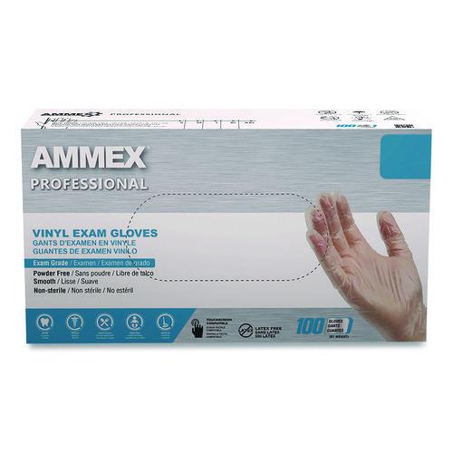Picture of Vinyl Exam Gloves, Powder-Free, Medium, Clear, 100/Box
