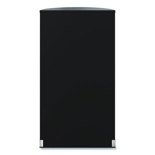 Picture of Half Round Metal Trash Can, 9 gal, Steel, Black