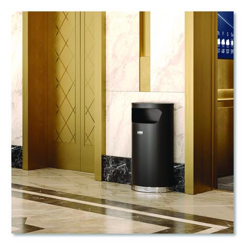 Picture of Half Round Metal Trash Can, 9 gal, Steel, Black
