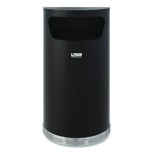 Picture of Half Round Metal Trash Can, 9 gal, Steel, Black