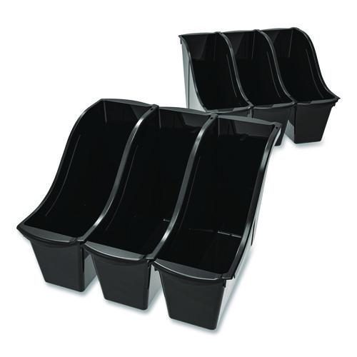 Picture of Small Book Bin, 1.5 gal, 4.5" x 11.75" x 8.5", Black, 6/Pack