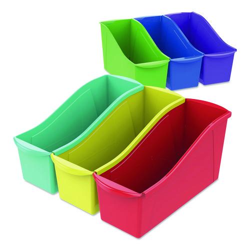 Picture of Large Book Bin, 1.8 gal, 5.3" x 14.3" x 7", Assorted Bright Colors, 6/Pack