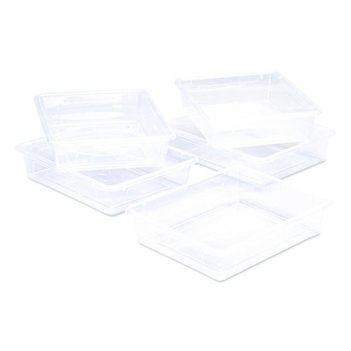 Picture of Storage Tray, Flat, 1.69 gal, 10.65" x 13.17" x 2.96", Translucent, 5/Pack