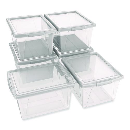Picture of Storage Bins, with Snap-On Lid, 4 gal, 11.25 x 13.53 x 7.87, Translucent, 6/Pack