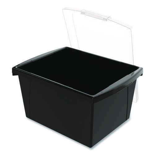 Picture of Storage Bin with Lid, 4 gal, 11.25" x 11.25" x 7.87", Black, 6/Pack