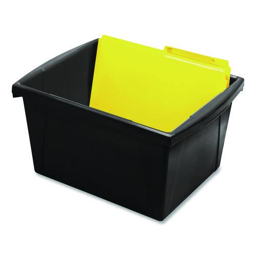 Picture of Storage Bin with Lid, 4 gal, 11.25" x 11.25" x 7.87", Black, 6/Pack