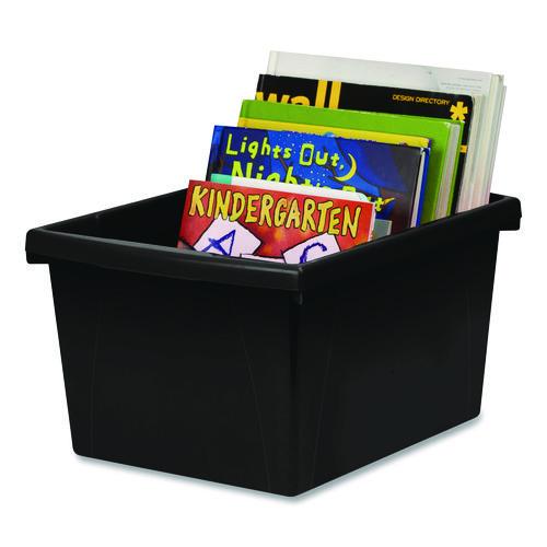Picture of Storage Bin with Lid, 4 gal, 11.25" x 11.25" x 7.87", Black, 6/Pack