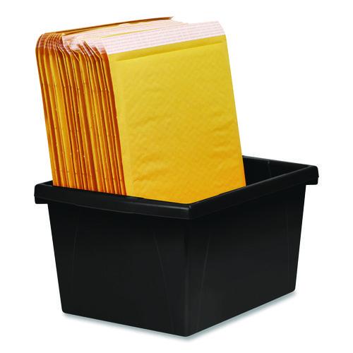 Picture of Storage Bin with Lid, 4 gal, 11.25" x 11.25" x 7.87", Black, 6/Pack