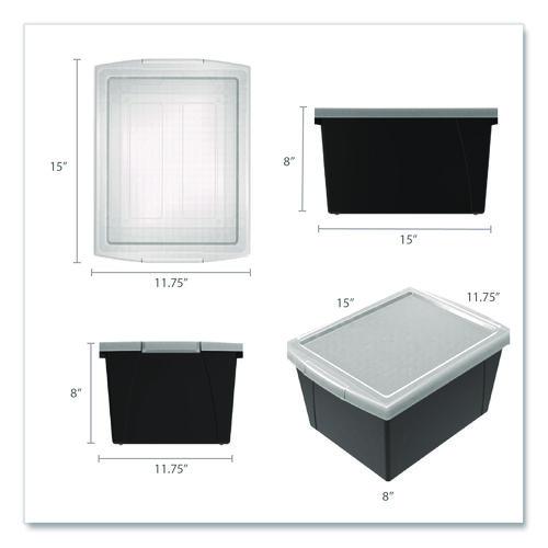 Picture of Storage Bin with Lid, 4 gal, 11.25" x 11.25" x 7.87", Black, 6/Pack
