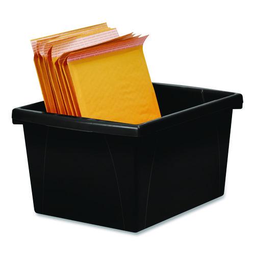 Picture of Storage Bin with Lid, 4 gal, 11.25" x 11.25" x 7.87", Black, 6/Pack