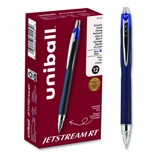 Jetstream+Hybrid+Gel+Pen%2C+Retractable%2C+Fine+0.7+mm%2C+Blue+Ink%2C+Blue%2FSilver+Barrel