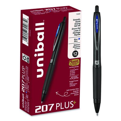 Picture of 207 Plus+ Gel Pen, Retractable, Medium 0.7 mm, Blue Ink, Black Barrel, Dozen