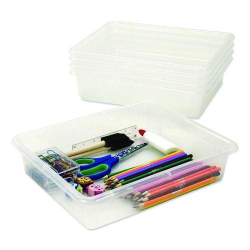 Picture of Storage Tray, Flat, 1.69 gal, 10.65" x 13.17" x 2.96", Translucent, 5/Pack