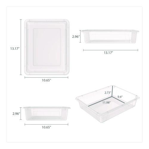 Picture of Storage Tray, Flat, 1.69 gal, 10.65" x 13.17" x 2.96", Translucent, 5/Pack