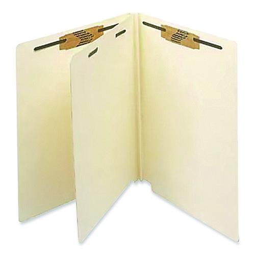 Picture of Heavy-Duty End Tab Classification Folders, 2" Expansion, 1 Divider, 4 Fasteners, Letter Size, Manila, 25/Box